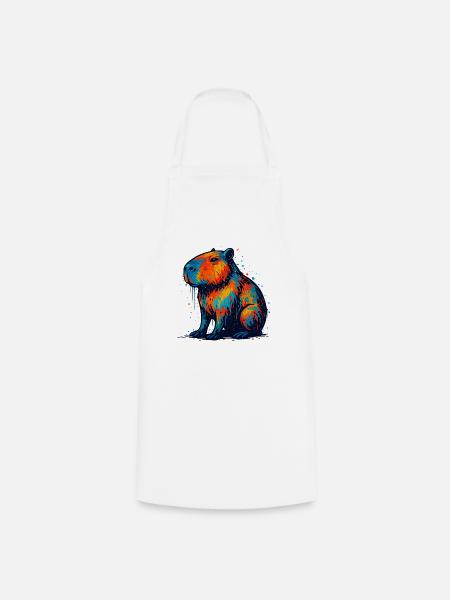 Farbenfroher Hippo Splash - Kochschürze - Weiß