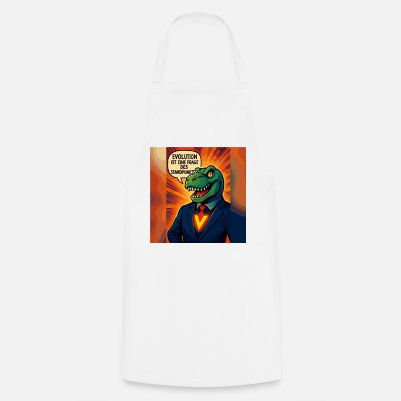 Dino en costume – l’évolution est une question d’opinion - Tablier de cuisine - blanc