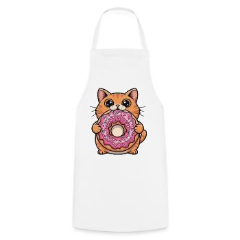 Niedliche Katze mit Donut Kawaii Cartoon Snack  - Kochschürze - Weiß - Vorne - AI Model Male 185 dark (185cm)