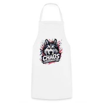 Chaos Coordinator - Funny Husky Saying - Cooking Apron - white - Front - AI Model Male 185 dark (185cm)