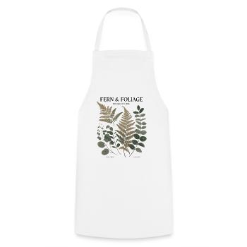Botanical Art - Fern & Leaves - Cooking Apron - white - Front - AI Model Male 185 dark (185cm)