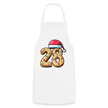 Biscuit de Noël à 28 chiffres - Tablier de cuisine - blanc - Devant - AI Model Male 185 dark (185cm)