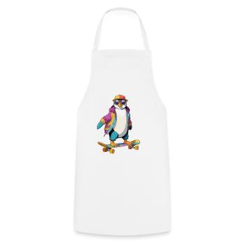 Penguin Skateboard Neon Look - Cooking Apron - white - Front - AI Model Male 185 dark (185cm)