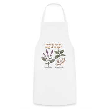 Botanical Herbs - Sage & Ginger - Cooking Apron - white - Front - AI Model Male 185 dark (185cm)