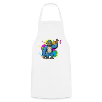 Bande dessinée motif gorille coloré - Tablier de cuisine - blanc - Devant - AI Model Male 185 dark (185cm)