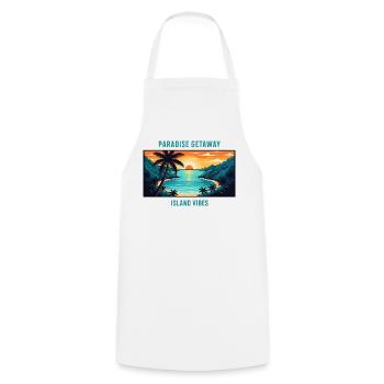 Bahamas, îles paradisiaques, plage tropicale, palmier de soleil - Tablier de cuisine - blanc - Devant - AI Model Male 185 dark (185cm)