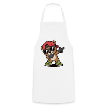 Dabbing Bear avec casquette et lunettes de soleil – Cool Kids - Tablier de cuisine - blanc - Devant - AI Model Male 185 dark (185cm)