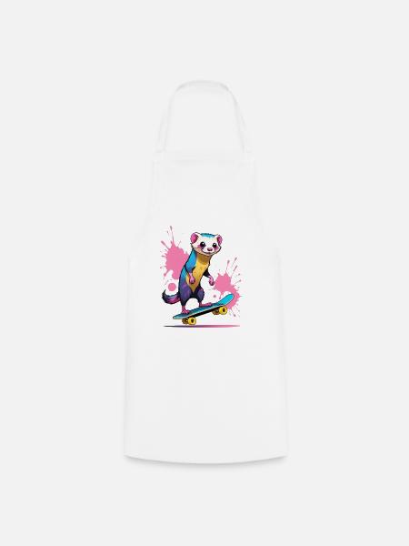 Buntes Skateferret Farbspritzer - Kochschürze - Weiß