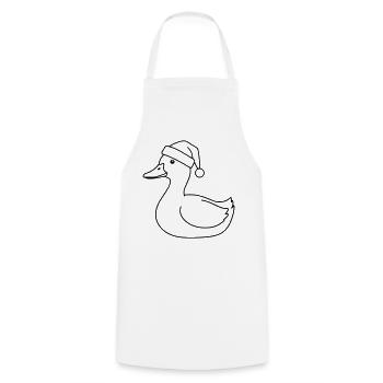 Christmas Duck Line Art - Cooking Apron - white - Front - AI Model Male 185 dark (185cm)