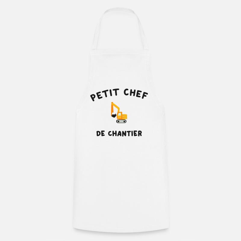 Petit Chef de Chantier Engin de Construction - Tablier de cuisine - blanc