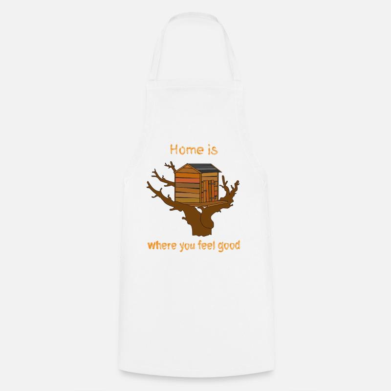 House in the Tree with Text - Cooking Apron - white
