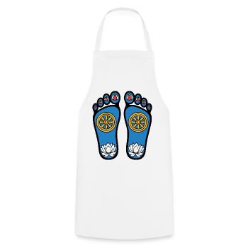 Pieds de Bouddha - Tablier de cuisine - blanc - Devant - AI Model Male 185 dark (185cm)