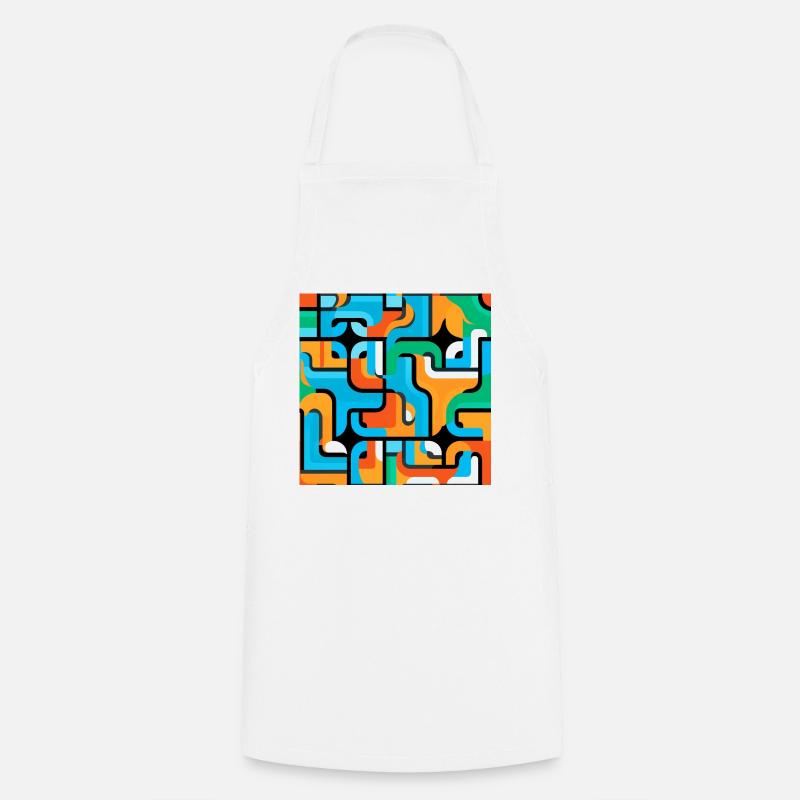 Colored Mesh Pattern Abstract - Cooking Apron - white
