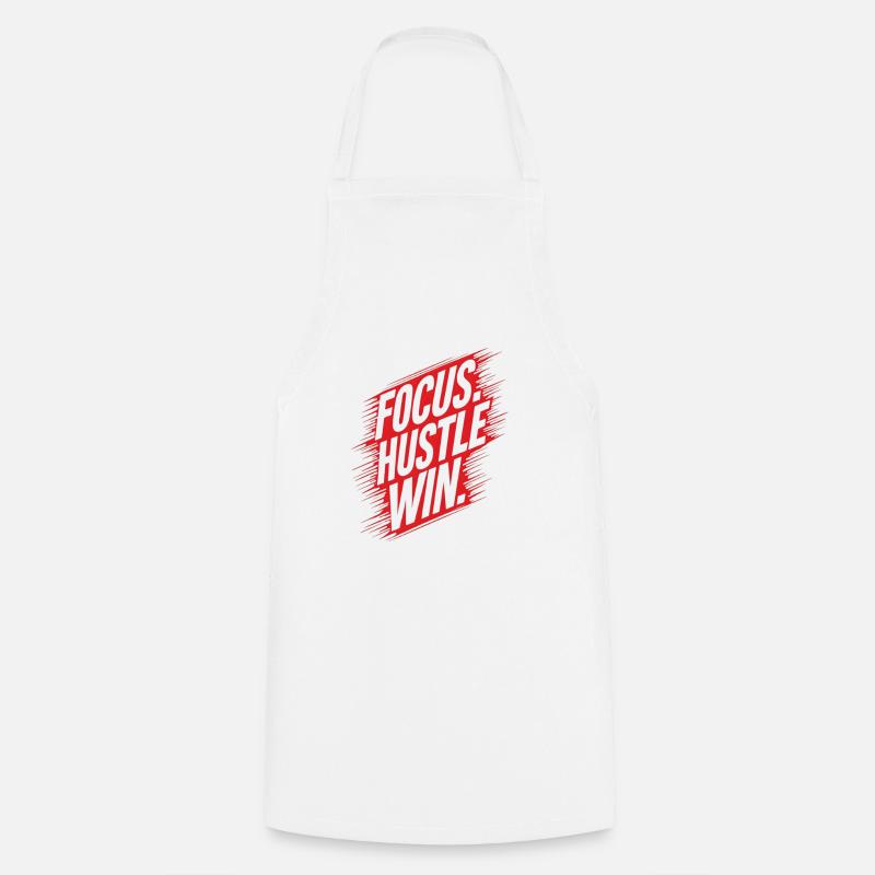 Focus Hustle Win - Cooking Apron - white