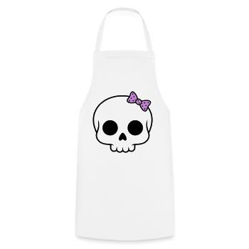 Süßer Totenkopf mit Schleife | Girly Goth - Kochschürze - Weiß - Vorne - AI Model Male 185 dark (185cm)