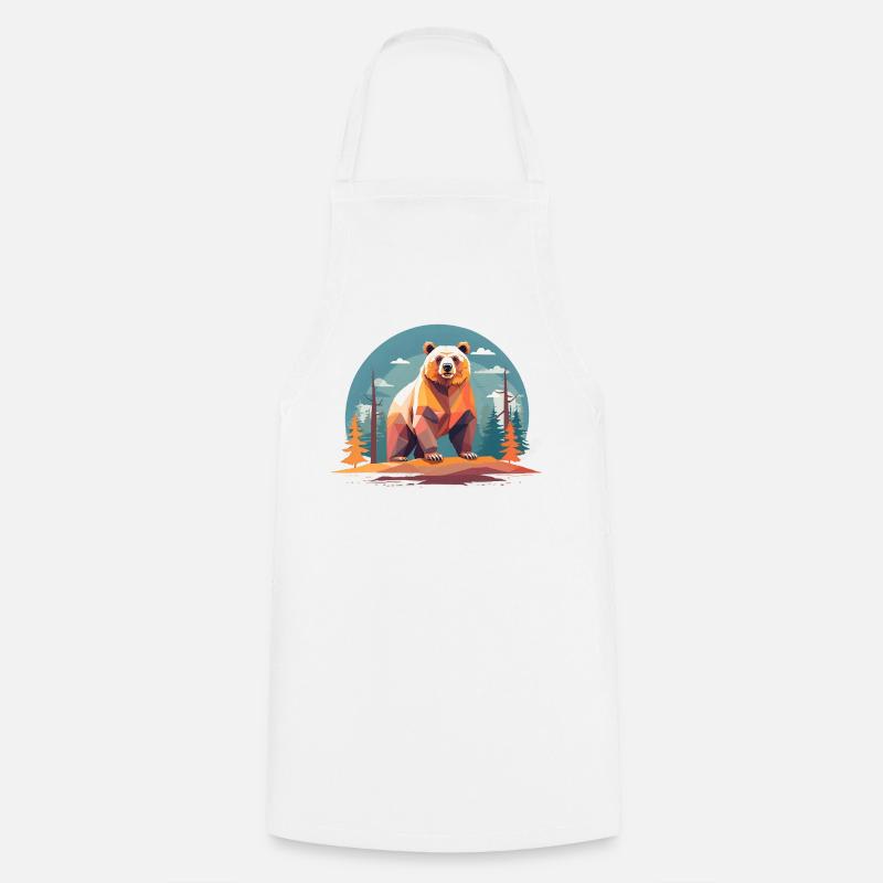 Polygon bear in the forest - Cooking Apron - white