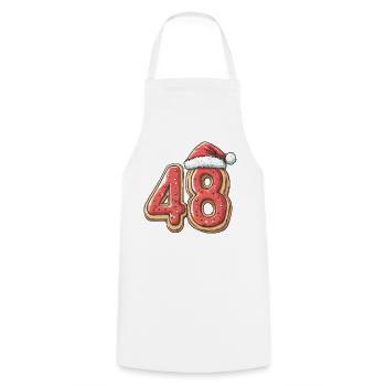 48 Numéro Biscuit Noël - Tablier de cuisine - blanc - Devant - AI Model Male 185 dark (185cm)