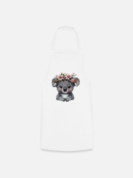 Koala mit Blütenkrone Illustration - Kochschürze - Weiß