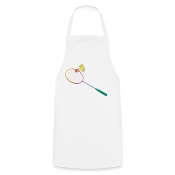 Colourful badminton racket with badminton sports motif - Cooking Apron - white - Front - AI Model Male 185 dark (185cm)