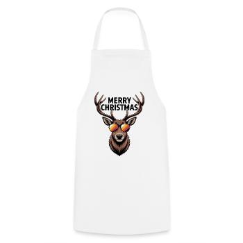 Cerf avec bois et lunettes de soleil Joyeux Noël - Tablier de cuisine - blanc - Devant - AI Model Male 185 dark (185cm)