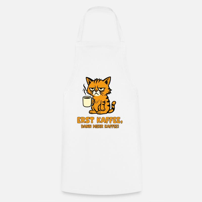 First coffee, then more coffee Cat - Cooking Apron - white