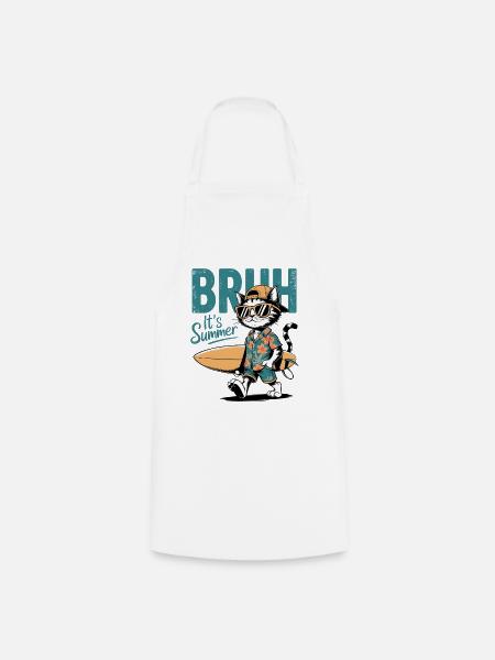 Surfer Katze mit Surfbrett - Kochschürze - Weiß