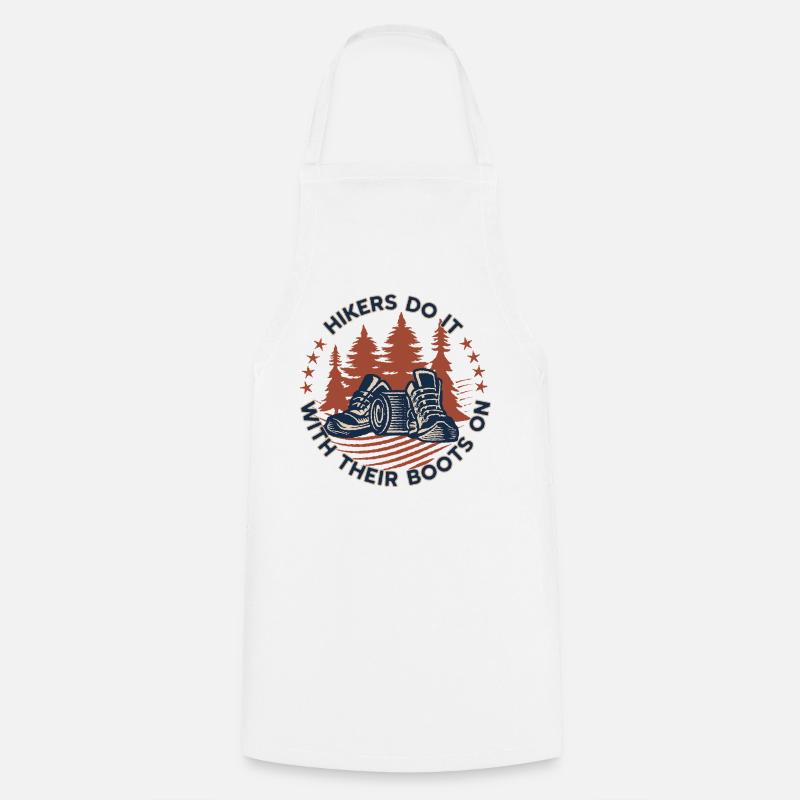 Funny Hiking Boots Circle Badge - Cooking Apron - white
