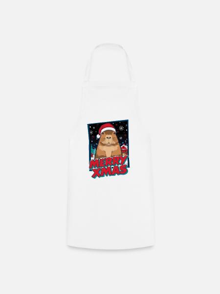 Capybara mit Santa Hut Weihnachten - Kochschürze - Weiß