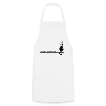 Scratch Happens – Funny Cat Word Game - Cooking Apron - white - Front - AI Model Male 185 dark (185cm)
