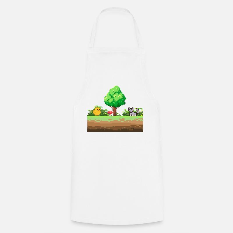 Aventure Pixel Garden - Tablier de cuisine - blanc