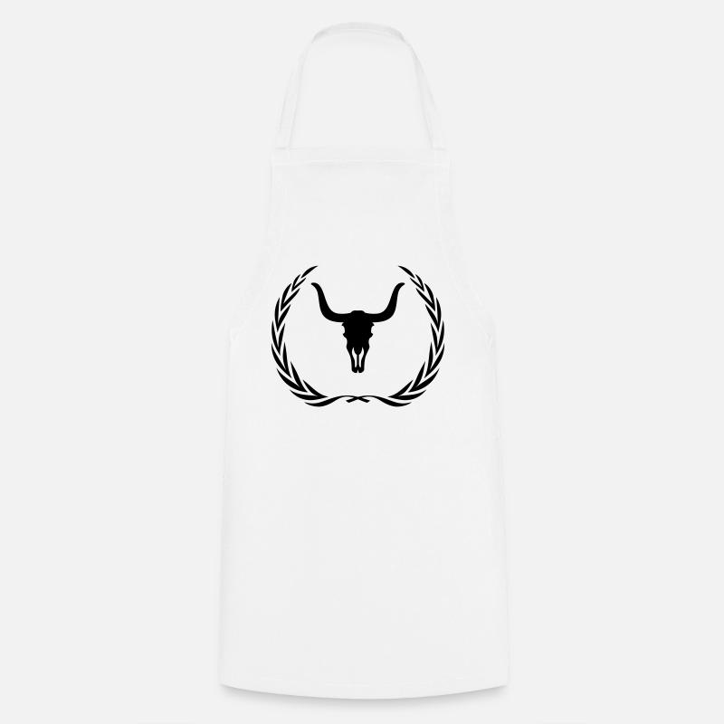Bull Skeleton Wreath - Cooking Apron - white
