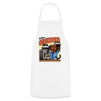 Coffee Obsessed Dachshund Humor - Cooking Apron - white - Front - AI Model Male 185 dark (185cm)