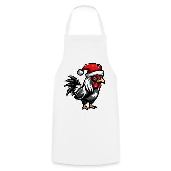 Coq Noël - Tablier de cuisine - blanc - Devant - AI Model Male 185 dark (185cm)