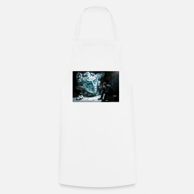 Broken statue, pensive man - Cooking Apron - white