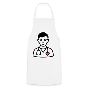 Médecin amical | La médecine avec un cœur - Tablier de cuisine - blanc - Devant - AI Model Male 185 dark (185cm)