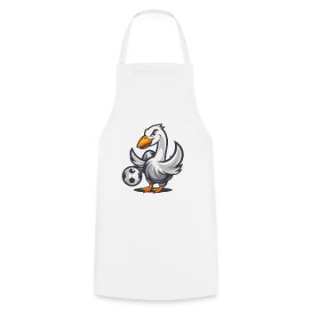 Ente mit Fußball Cartoon - Kochschürze - Weiß - Vorne - AI Model Male 185 dark (185cm)