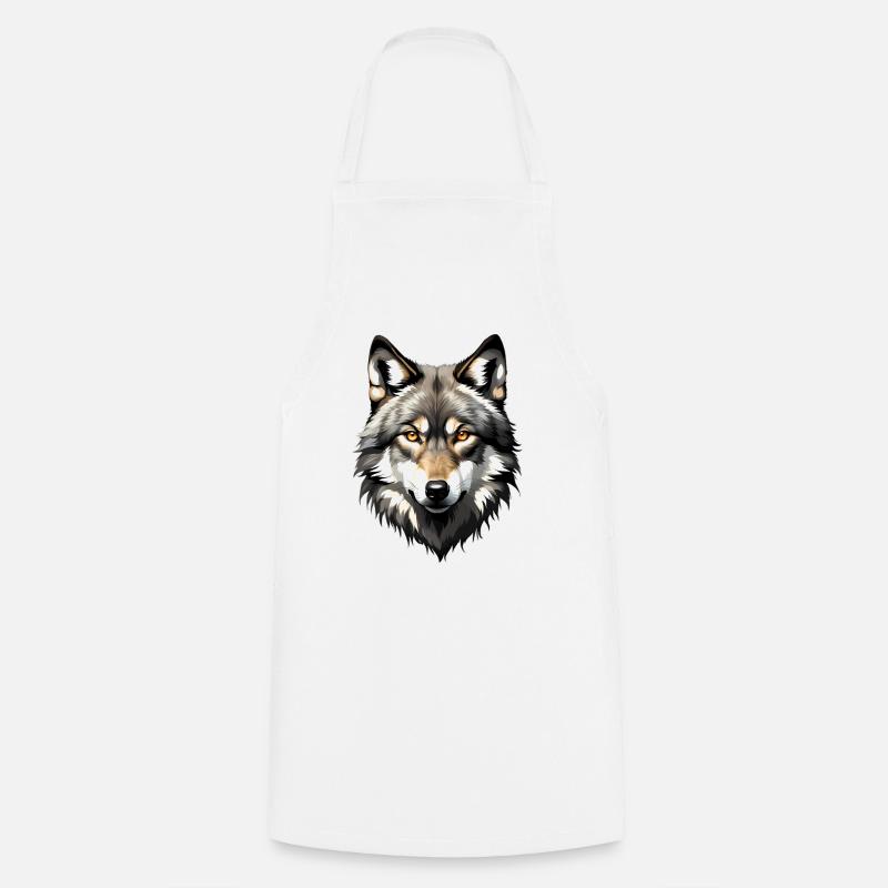 Wolf Head Portrait - Cooking Apron - white