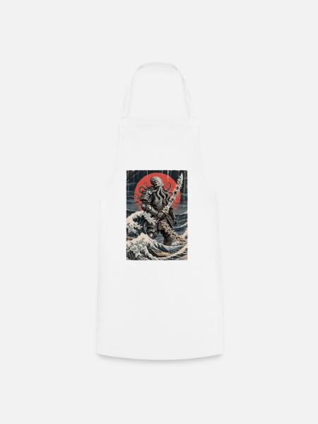 Samurai Oktopus Tentakel Monster Japanisch Ukiyo-e - Kochschürze - Weiß