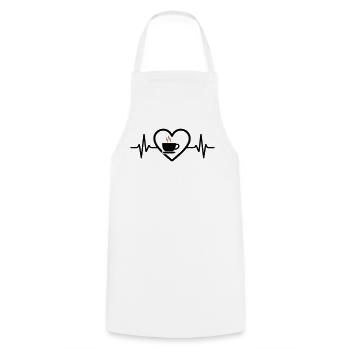 Coffee Heart Cup Hot Drink Break - Cooking Apron - white - Front - AI Model Male 185 dark (185cm)