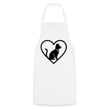 Cat Heart Silhouette Cute Pet Lover - Cooking Apron - white - Front - AI Model Male 185 dark (185cm)