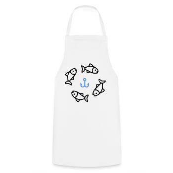 Pêche et pêche | Petri Heil Hobby Logo - Tablier de cuisine - blanc - Devant - AI Model Male 185 dark (185cm)