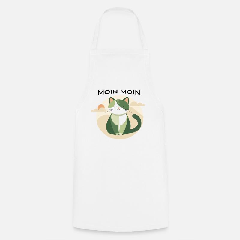 Moin moin - Chat avec salutation nord-allemande - Tablier de cuisine - blanc
