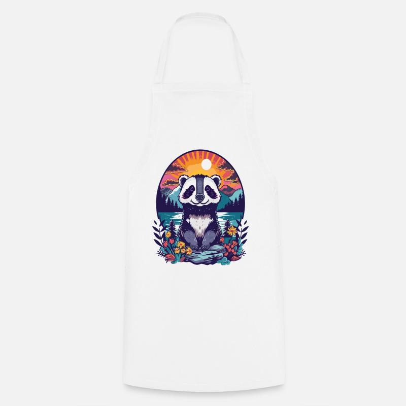 Panda Sunset Forest Illustration - Cooking Apron - white
