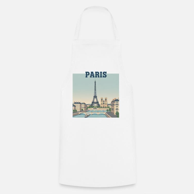 Paris Skyline Eiffel Print - Cooking Apron - white