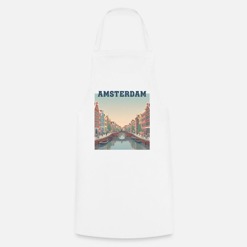 Amsterdam Canals at Sunset - Cooking Apron - white