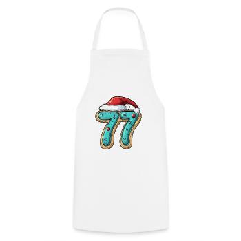 77 Number Cookie Christmas - Cooking Apron - white - Front - AI Model Male 185 dark (185cm)