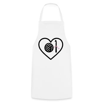Crochet Knitting Heart Yarn Pink Handmade Woman - Cooking Apron - white - Front - AI Model Male 185 dark (185cm)