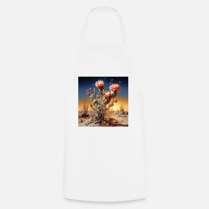Fleurs de cactus au coucher du soleil - Tablier de cuisine - blanc