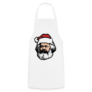 Karl Marx Weihnachtsmann | Silhouette – klassisch - Kochschürze - Weiß - Vorne - AI Model Male 185 dark (185cm)