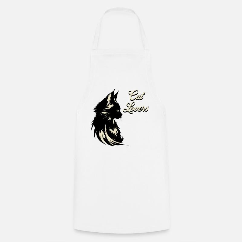 Cat Lover Silhouette - Cooking Apron - white